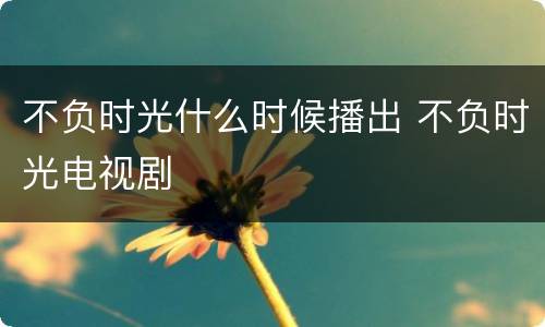 不负时光什么时候播出 不负时光电视剧