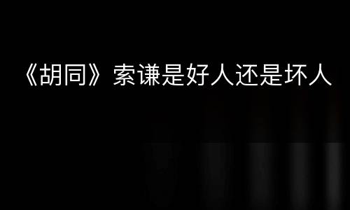 《胡同》索谦是好人还是坏人