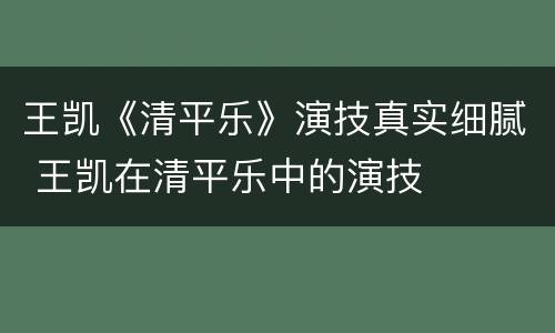 王凯《清平乐》演技真实细腻 王凯在清平乐中的演技