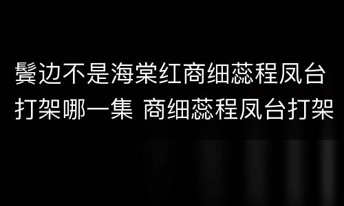 鬓边不是海棠红商细蕊程凤台打架哪一集 商细蕊程凤台打架原因