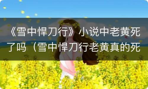 《雪中悍刀行》小说中老黄死了吗（雪中悍刀行老黄真的死了?）