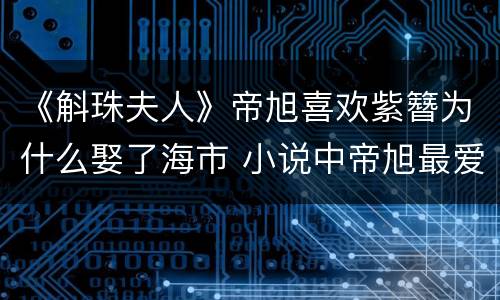 《斛珠夫人》帝旭喜欢紫簪为什么娶了海市 小说中帝旭最爱谁
