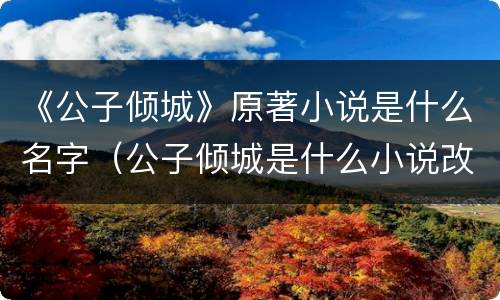 《公子倾城》原著小说是什么名字（公子倾城是什么小说改编的）