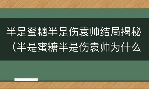 半是蜜糖半是伤袁帅结局揭秘（半是蜜糖半是伤袁帅为什么提分手）
