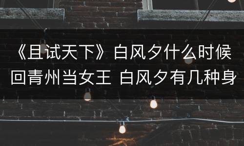 《且试天下》白风夕什么时候回青州当女王 白风夕有几种身份