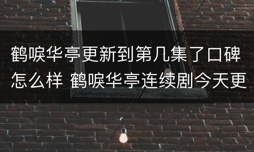 鹤唳华亭更新到第几集了口碑怎么样 鹤唳华亭连续剧今天更新吗