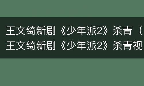 王文绮新剧《少年派2》杀青（王文绮新剧《少年派2》杀青视频）