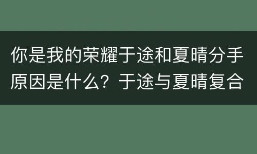 你是我的荣耀于途和夏晴分手原因是什么？于途与夏晴复合了吗？