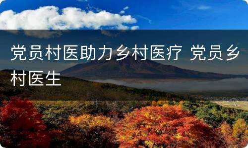 党员村医助力乡村医疗 党员乡村医生