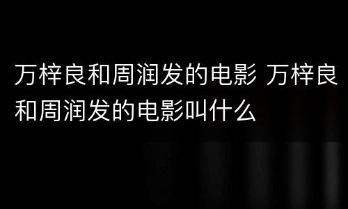 万梓良和周润发的电影 万梓良和周润发的电影叫什么