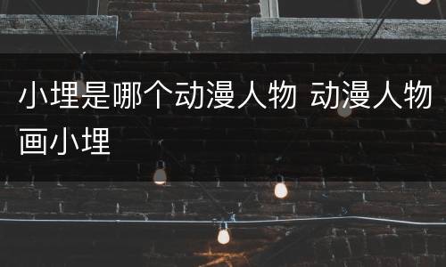 小埋是哪个动漫人物 动漫人物画小埋