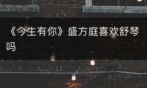 《今生有你》盛方庭喜欢舒琴吗