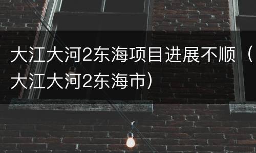大江大河2东海项目进展不顺（大江大河2东海市）