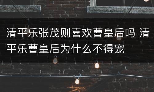 清平乐张茂则喜欢曹皇后吗 清平乐曹皇后为什么不得宠