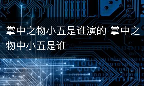 掌中之物小五是谁演的 掌中之物中小五是谁