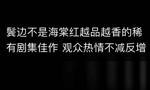 鬓边不是海棠红越品越香的稀有剧集佳作 观众热情不减反增