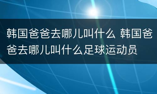 韩国爸爸去哪儿叫什么 韩国爸爸去哪儿叫什么足球运动员