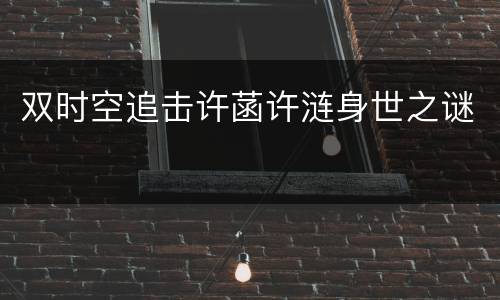 双时空追击许菡许涟身世之谜