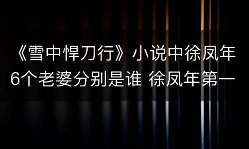 《雪中悍刀行》小说中徐凤年6个老婆分别是谁 徐凤年第一个孩子是谁