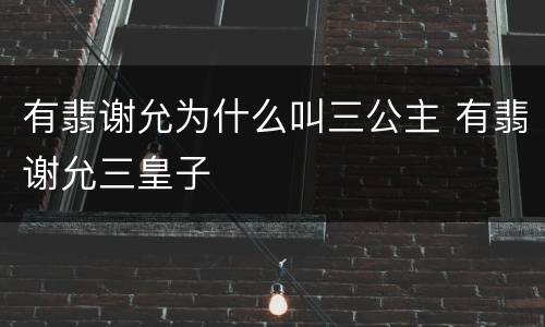 有翡谢允为什么叫三公主 有翡谢允三皇子