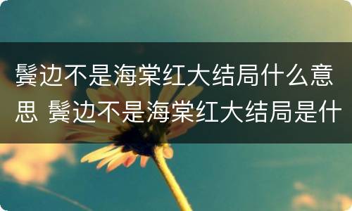 鬓边不是海棠红大结局什么意思 鬓边不是海棠红大结局是什么意思?
