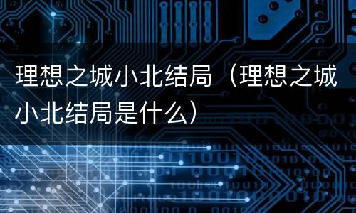 理想之城小北结局（理想之城小北结局是什么）