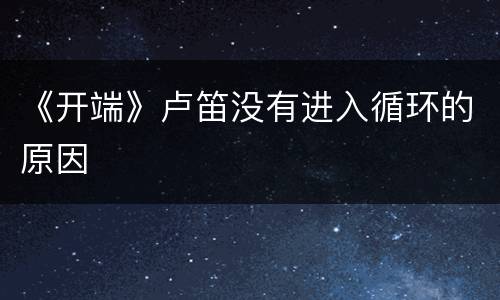 《开端》卢笛没有进入循环的原因