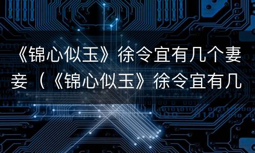 《锦心似玉》徐令宜有几个妻妾（《锦心似玉》徐令宜有几个妻妾啊）