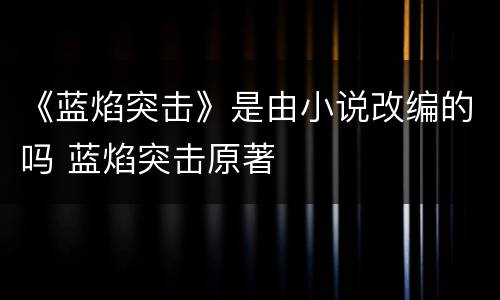 《蓝焰突击》是由小说改编的吗 蓝焰突击原著
