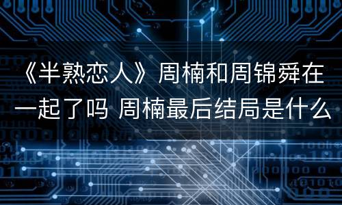 《半熟恋人》周楠和周锦舜在一起了吗 周楠最后结局是什么