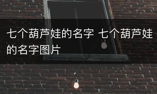 七个葫芦娃的名字 七个葫芦娃的名字图片
