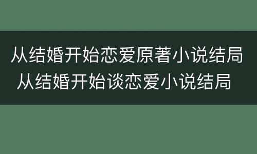 从结婚开始恋爱原著小说结局 从结婚开始谈恋爱小说结局