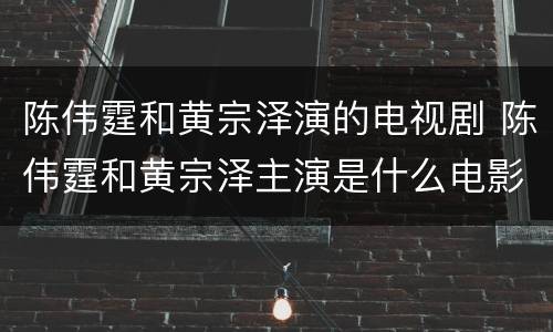 陈伟霆和黄宗泽演的电视剧 陈伟霆和黄宗泽主演是什么电影