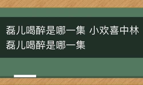 磊儿喝醉是哪一集 小欢喜中林磊儿喝醉是哪一集