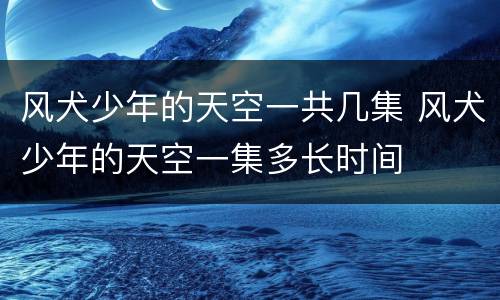 风犬少年的天空一共几集 风犬少年的天空一集多长时间