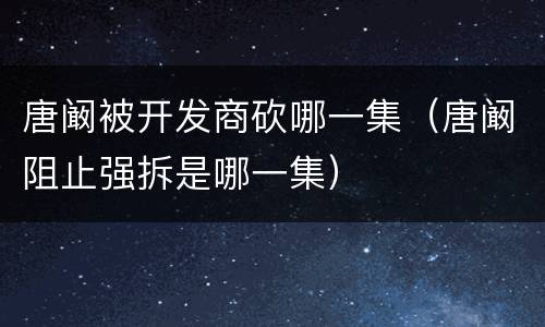 唐阚被开发商砍哪一集（唐阚阻止强拆是哪一集）