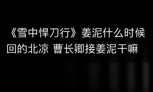 《雪中悍刀行》姜泥什么时候回的北凉 曹长卿接姜泥干嘛