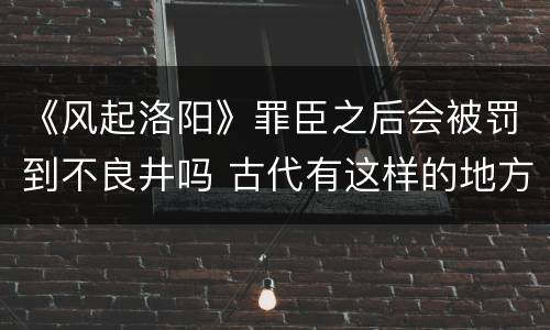 《风起洛阳》罪臣之后会被罚到不良井吗 古代有这样的地方吗