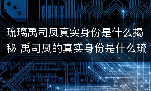 琉璃禹司凤真实身份是什么揭秘 禹司凤的真实身份是什么琉璃禹司凤真身是什么妖