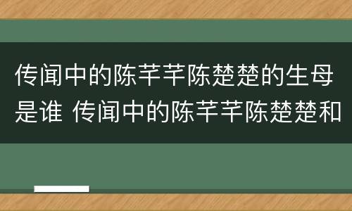 传闻中的陈芊芊陈楚楚的生母是谁 传闻中的陈芊芊陈楚楚和陈芊芊