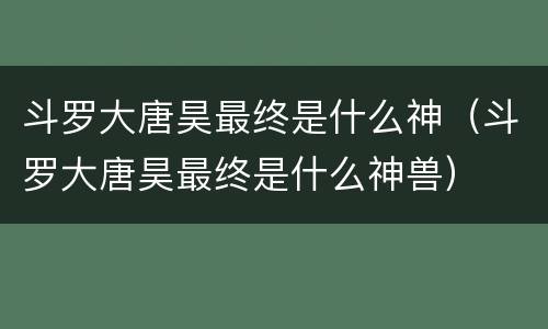 斗罗大唐昊最终是什么神（斗罗大唐昊最终是什么神兽）