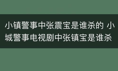 小镇警事中张震宝是谁杀的 小城警事电视剧中张镇宝是谁杀的