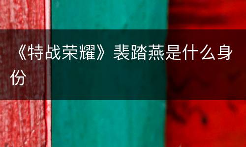 《特战荣耀》裴踏燕是什么身份