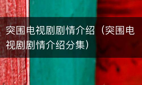 突围电视剧剧情介绍（突围电视剧剧情介绍分集）