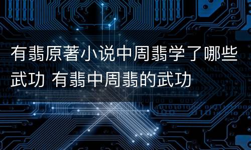 有翡原著小说中周翡学了哪些武功 有翡中周翡的武功