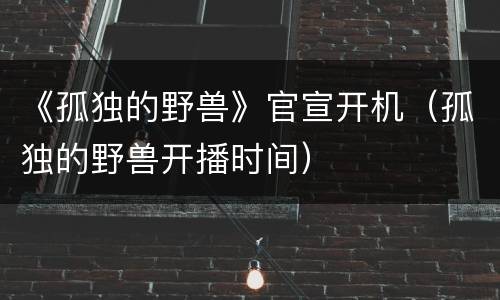 《孤独的野兽》官宣开机（孤独的野兽开播时间）