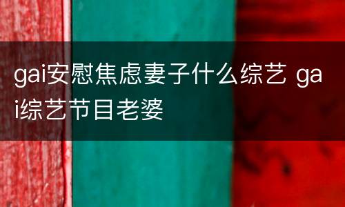 gai安慰焦虑妻子什么综艺 gai综艺节目老婆