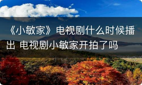 《小敏家》电视剧什么时候播出 电视剧小敏家开拍了吗