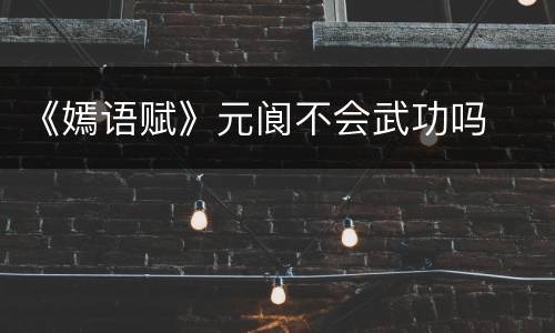 《嫣语赋》元阆不会武功吗