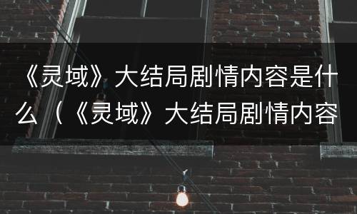 《灵域》大结局剧情内容是什么（《灵域》大结局剧情内容是什么意思）